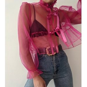 Flamingo Organza Tie Top